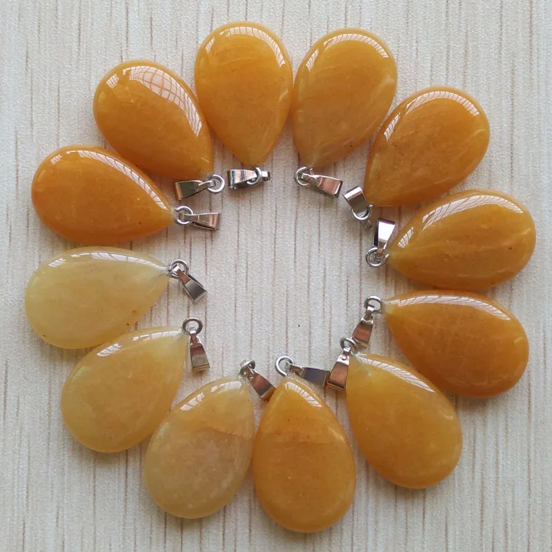 yellow agate 50 шт./лот,, модные подвески из натурального камня в форме капли воды, подвески для ожерелья - Окраска металла: yellow agate