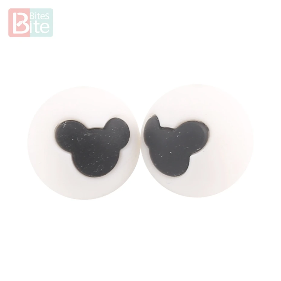 White Beads 10 шт. силиконовые бусины для укусов, медведь, сделай сам, цепочка-пустышка для ребенка, медсестры, продукция для изготовления пищевого силикона, детский Прорезыватель для зубов 15 мм - Цвет: White Beads