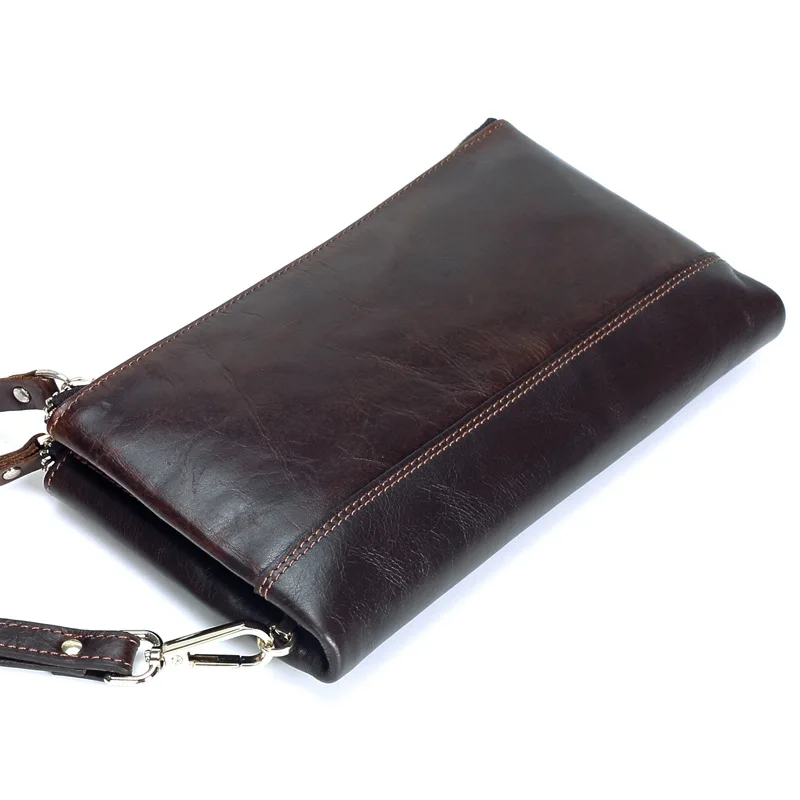 Мужская сумка-кошелек из натуральной кожи на молнии вместительный длинный |