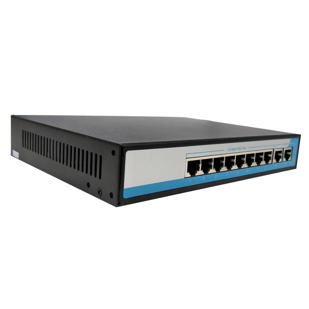8 портов 100 Мбит/с IEEE802.3af POE коммутатор/инжектор питания через  Ethernet сетевой коммутатор для ip-камеры VoIP телефон AP устройства 2  Up-link
