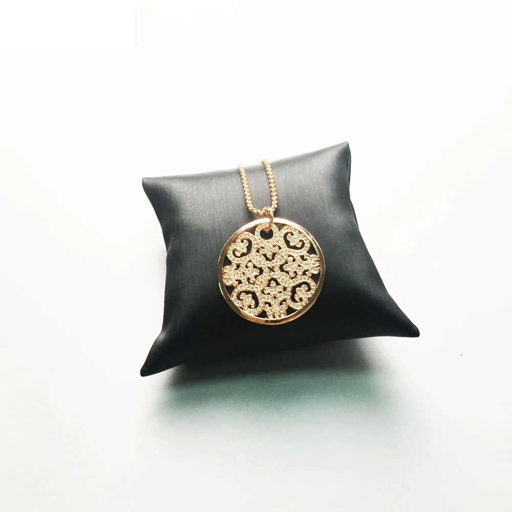 Круглые Подвески в форме цветка орнамент кубический цирконий розовое золото