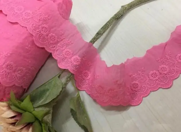 Хлопчатобумажная кружевная ткань 3 метра желтая красная Roseo ручная работа 7 см |