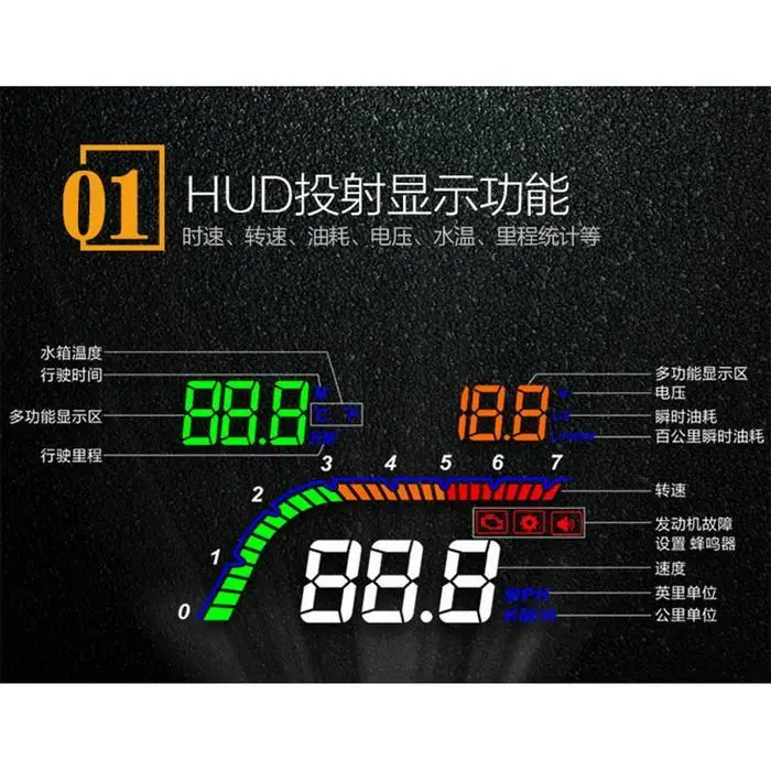 T100 4 дюйма Автомобильный коллиматорный Дисплей OBD лобовое стекло HUD проектор бортовой компьютер hud Дисплей Автомобильная электроника obd2 Автомобильный спидометр