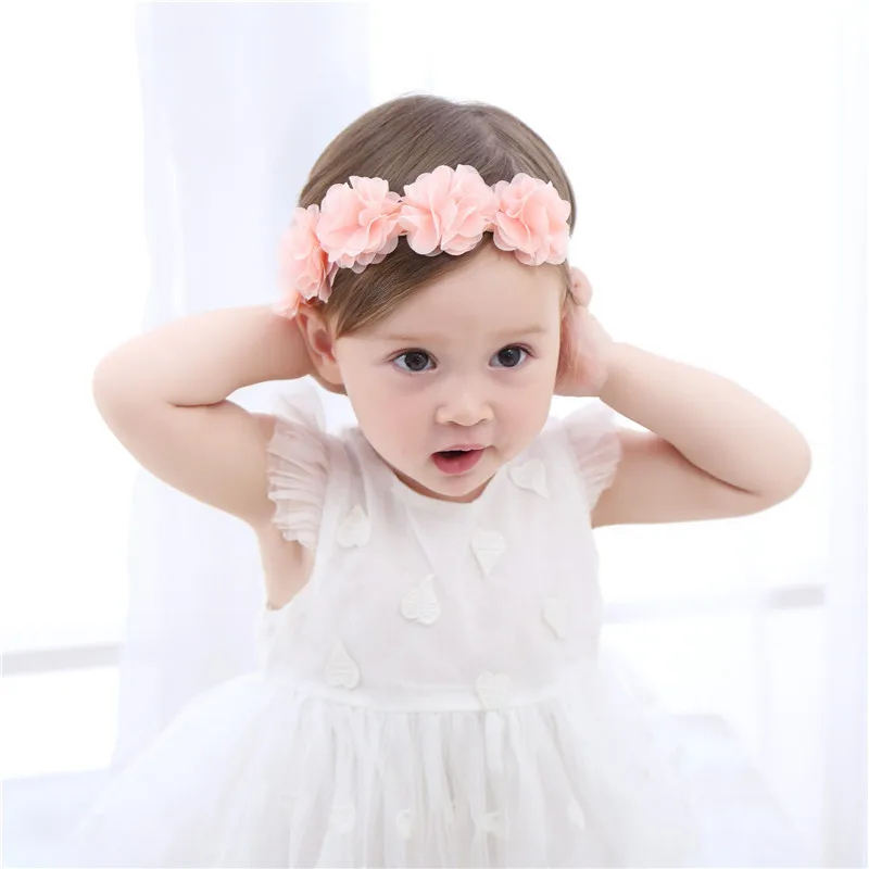 Pink multiple petals more flowers lace hair band garland handmade girl accessories princess dress up flower | Аксессуары для