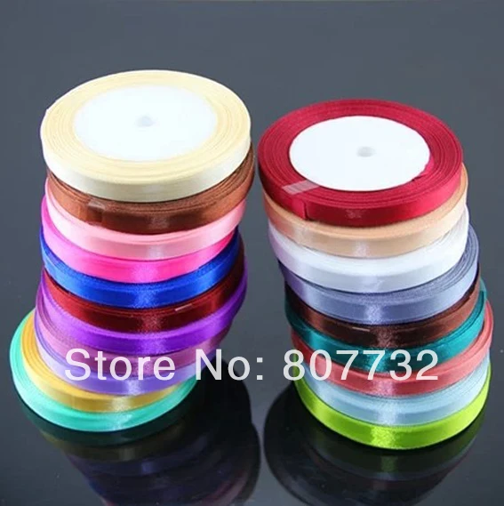 

High Quality Coloured Ribbon, 1/4" (6mm) Width, 25Yards/Roll, Hundreds of Colors, Wedding Decoration