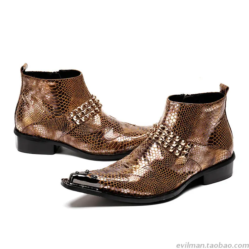 Botines hombre, черные с шипами, со стальным носком, натуральные кожаные военные ботинки, мужские ковбойские ботинки с металлическим украшением