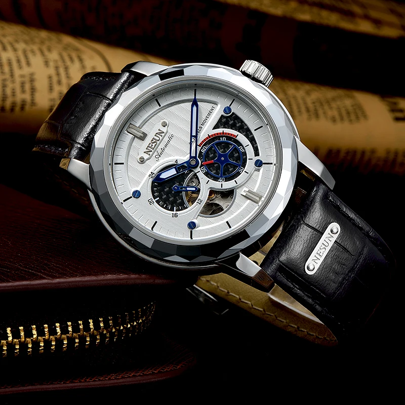 Швейцарские роскошные Брендовые мужские часы NESUN Skeleton Tourbillon с автоматическим