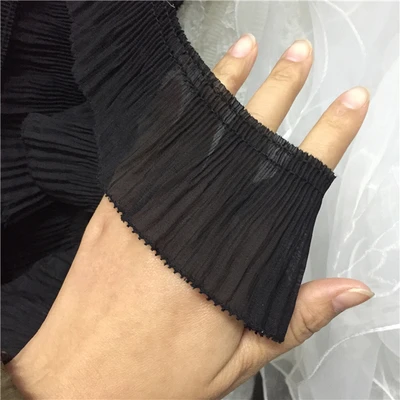 black 6,5 см в ширину, тонкая черная шифоновая кружевная ткань, лента с оборкой, сделай сам, для шитья, аппликация, воротник, бахрома, ремесло, свадебные принадлежности - Цвет: black