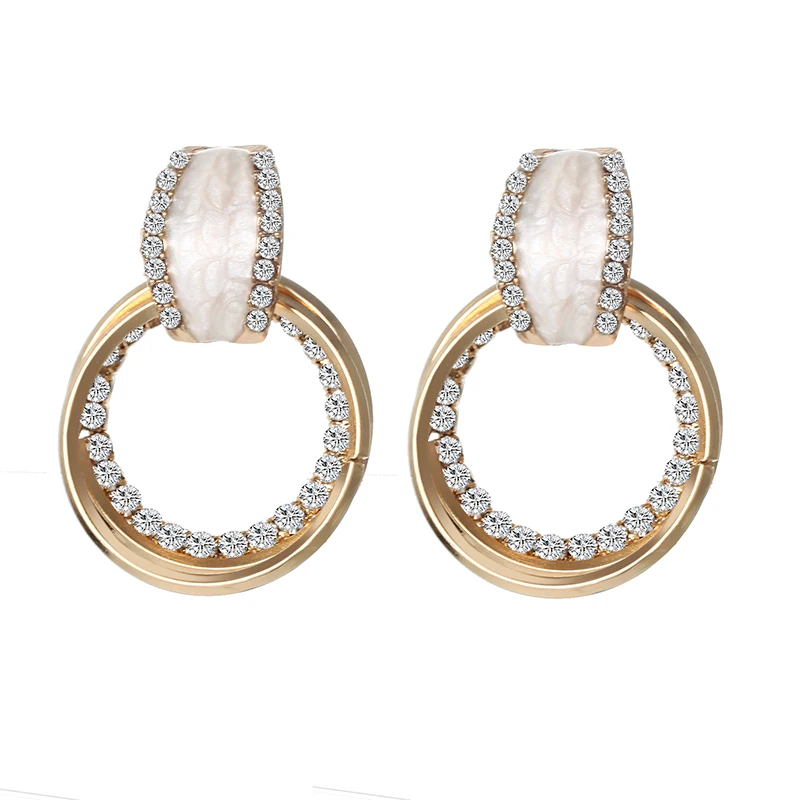 Корейские новые модные геометрические круглые висячие серьги с опалом Винтажные