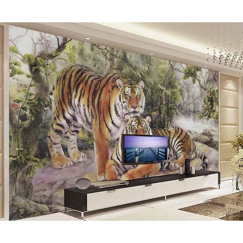 Custom 3D Photo Wallpapers For Living Room TV Background Frost Tigers Waterproof Wall Papers Walls Home Decora #518 | Обустройство