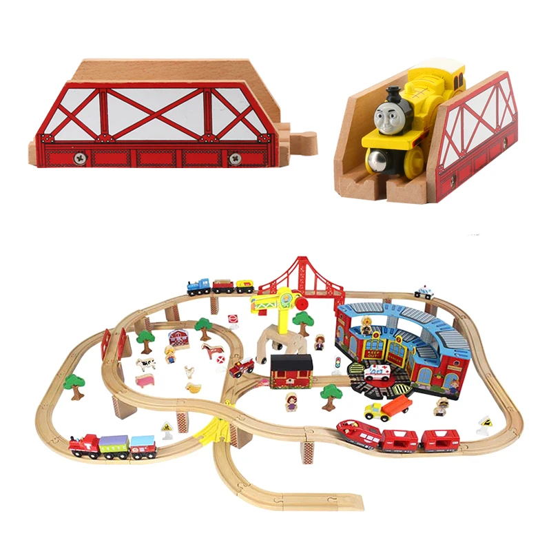 Деревянный мостик деревянный рельс для поездов в сборе аксессуары сборки