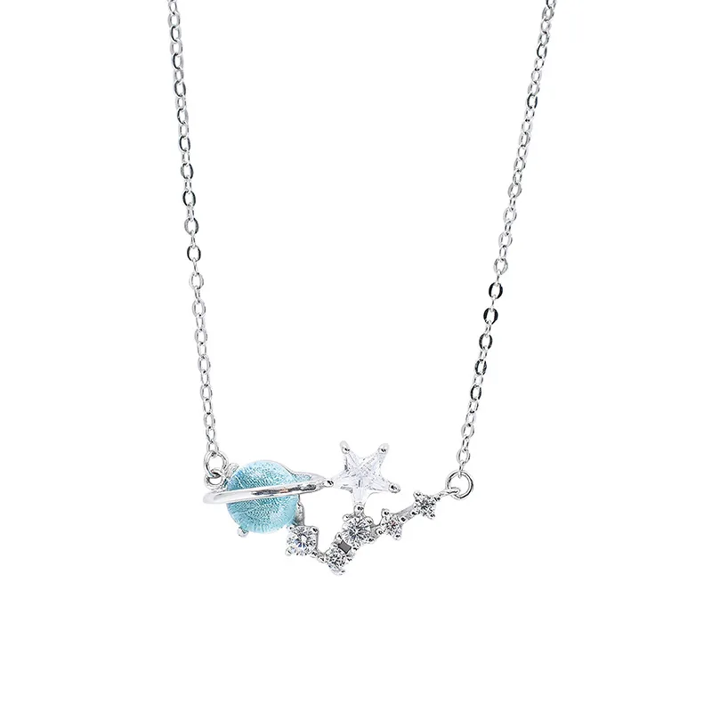 Новый синий стеклянный кулон с полумесяцем простая Звездная мода планета