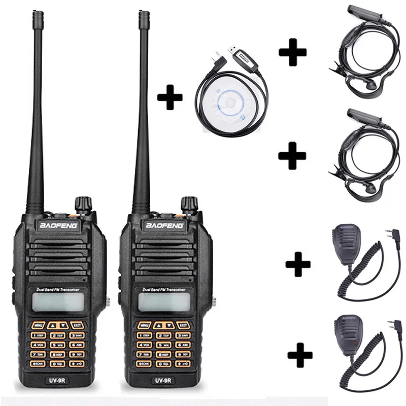 2headset 2mic 1cable baofeng UV-9R UV 9R UV9R для cb комплект рация 2 шт водонепроницаемые 10 км автомобильная портативная рации ham радиостанция трансивер baufeng двухдиновая магнитола радиостанции boafeng телефон двухдиапазонная uhf vhf - Цвет: 2headset 2mic 1cable