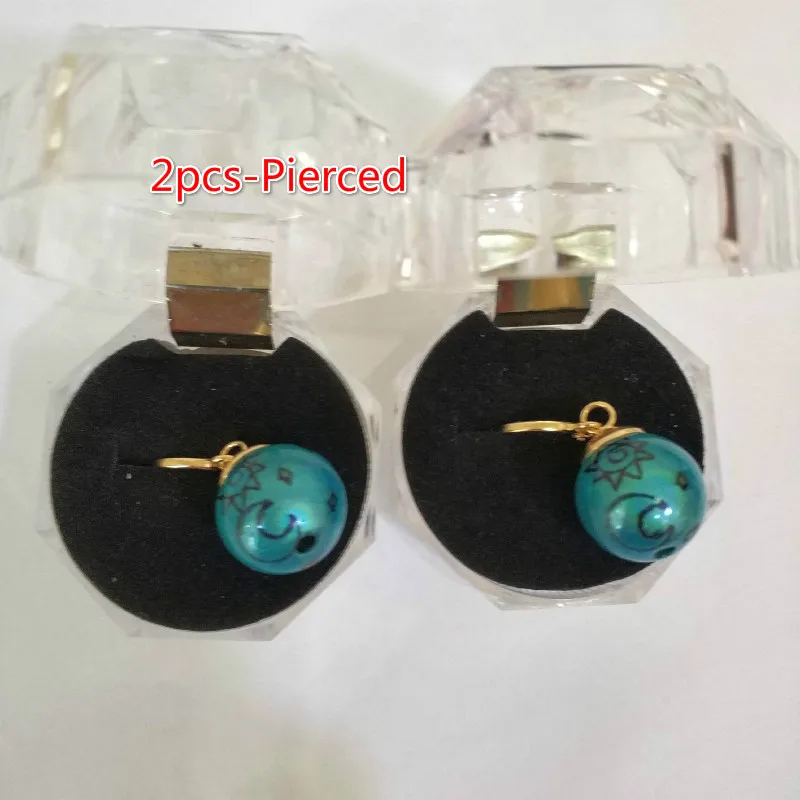 2pcs-Pierced Elizabeth Liones серьги для косплея аксессуары Seven Deadly Sins синие серьги-гвоздики ручной работы - Окраска металла: 2pcs-Pierced