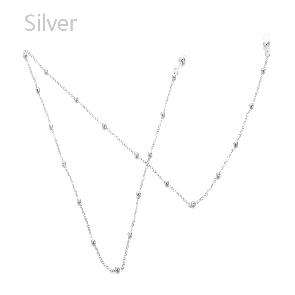 Silver 1 шт., лето, новая мода, шикарные женские золотые и серебряные солнцезащитные очки, цепочки для чтения, очки, цепочка, шнур для очков, ожерелье с ремешком - Цвет: Silver