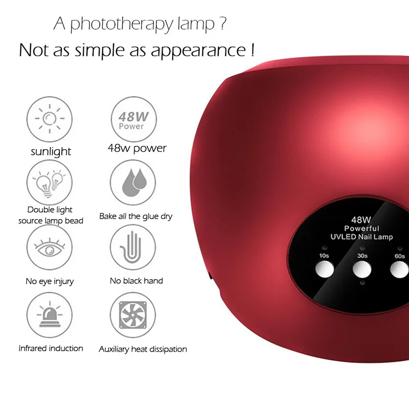 48 Вт УФ лампа гель Светодиодный для ногтей высокая мощность лак сушилка датчик