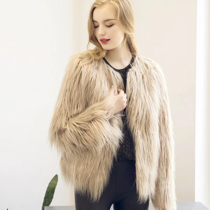 Новинка 2018 меховое пальто для женщин пушистое теплое с длинным рукавом женская