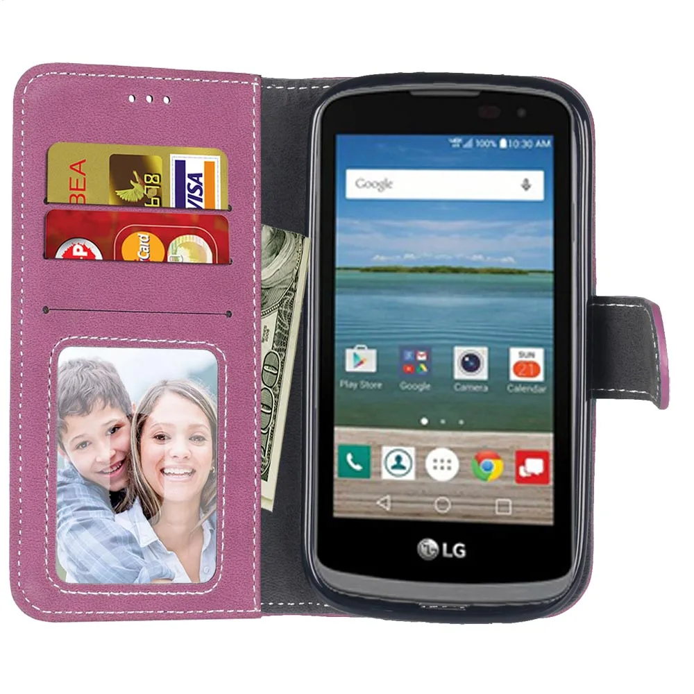 Кожаный чехол бумажник для LG Spree/LG K4 LTE Optimus Zone 3 с отделением карт флип телефона