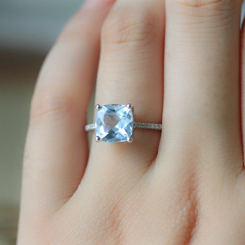 

DUPUY Wedding Ring 14k White Gold Diamond Engagement Ring Women Accessories Diamond Rings For Women Cushion Cut 1.7ct D180026