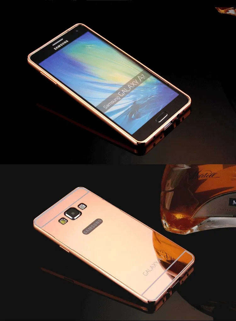 Роскошные Алюминий рамка+ зеркальный чехол для телефона для samsung Galaxy A3 A5 A7 A510 A520 A710 A720 J7Prime J510 J730 задняя крышка Капа