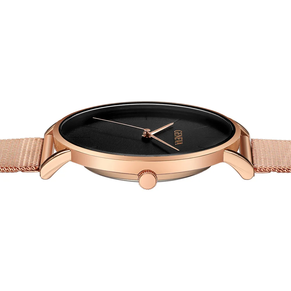 Мужские часы GENEVA montre femme 2019 Роскошные брендовые кварцевые с сетчатым Ремешком