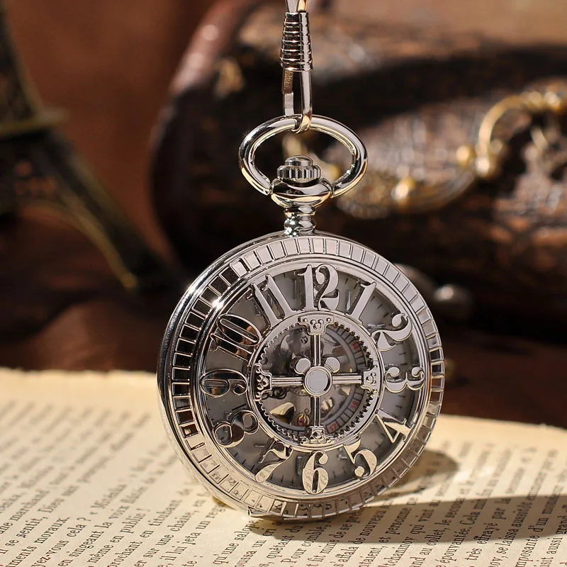 Silver Watch Унисекс Женские антикварные Мужские Механические карманные часы с ручным намоткой классный роскошный подарок из нержавеющей стали военные часы новое поступление - Цвет: Silver Watch