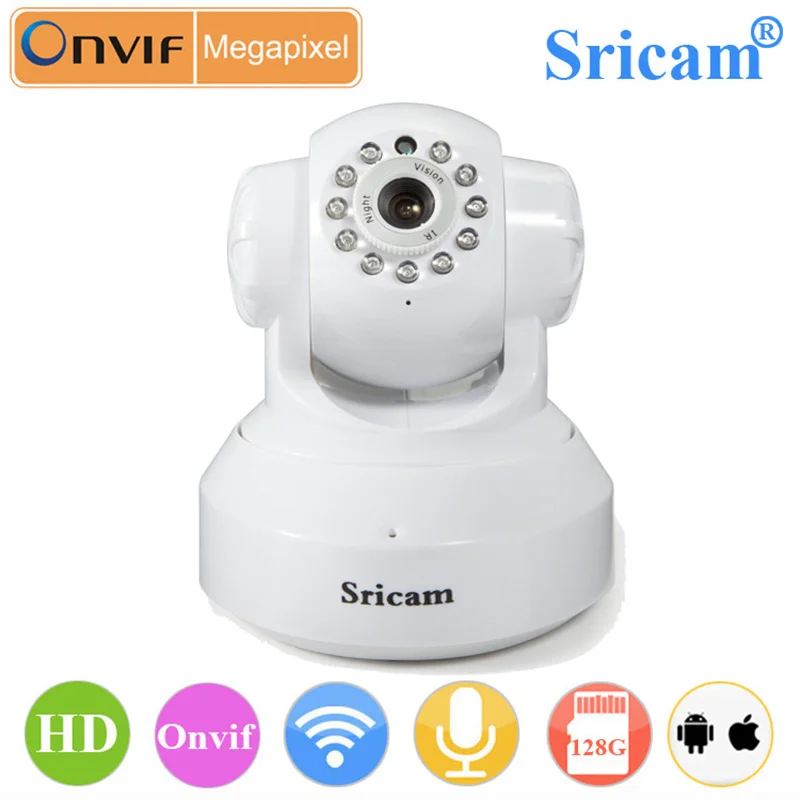 Sricam SP012 белый 720 P 1.0 мегапикселя Беспроводной ONVIF безопасности IP Камера Wi Fi