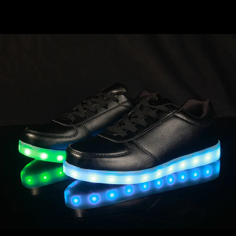 7 Colors LED Luminous Men high top casual shoes Shoes For Adults USB Charging Lights Black White | Обувь