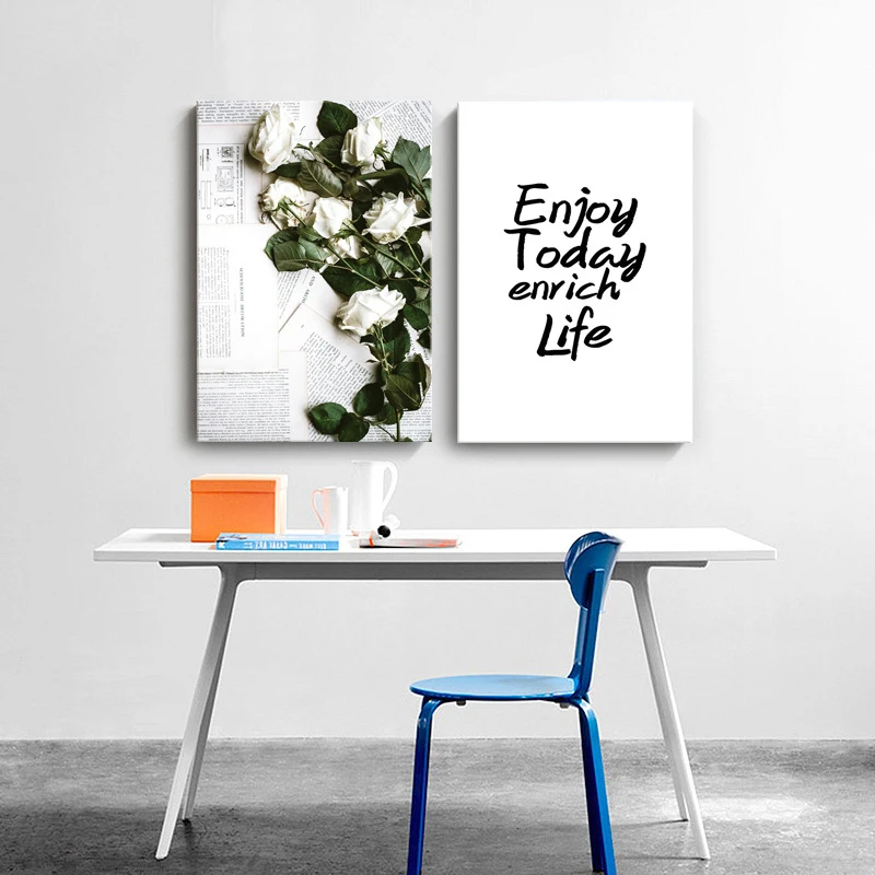 Скандинавская бумага с цветами Наслаждайтесь сегодня цитата обогащенной жизни