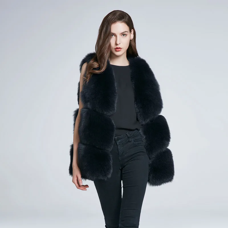 JKP Брендовое пальто из лисьего меха зимние женские меховые куртки натуральной