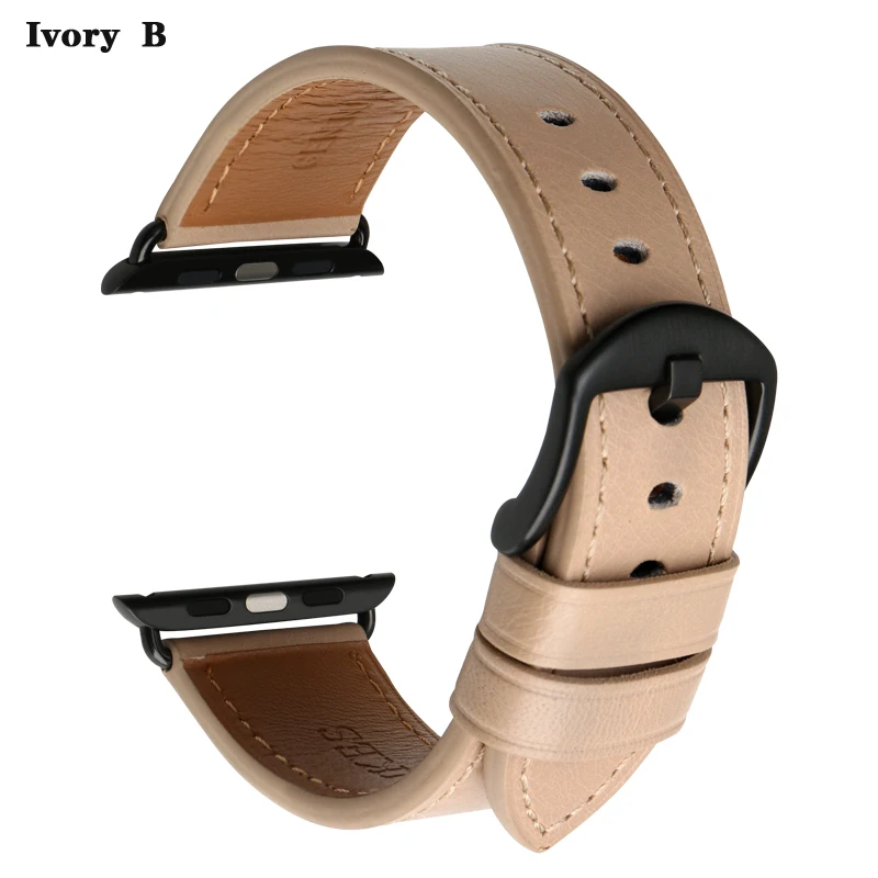 Ivory B Аксессуары для часов MAIKES из натуральной кожи темно-коричневый ремешок iwatch 44 мм 40 мм для Apple Watch 42 мм 38 мм серии 4-1 браслеты - Цвет ремешка: Ivory B