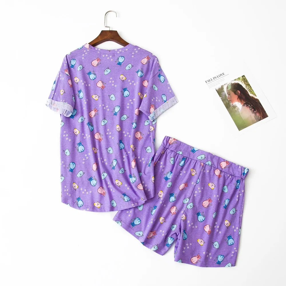 2020 летний Женский Повседневный пижамный комплект с героями мультфильмов 100%