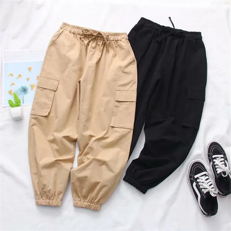 Женские повседневные брюки G66 свободные хлопковые карго с поясом на резинке