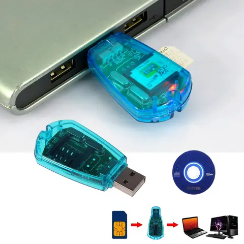 USB устройство для чтения SIM-карт, записи, копирования, резервного копирования, адаптер для всех Sim-карт GSM 3G - изображение