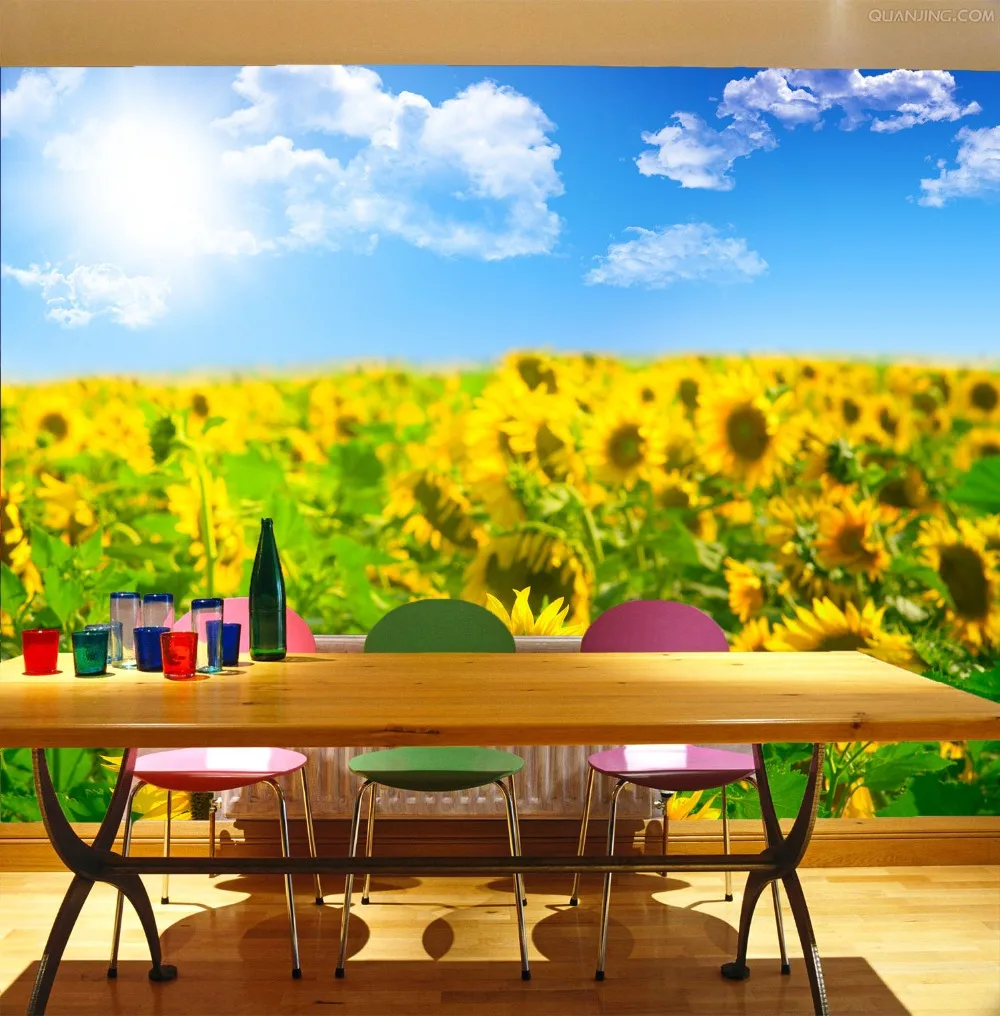 

[Self-Adhesive] 3D Sunflower Farm 33 Wall Paper mural Wall Print Decal Wall Murals