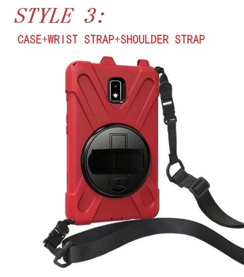 WRIST SHOULDER STRAP Для samsung Galaxy Tab Active 2 8,0 SM-T390/T395 чехол для планшета силиконовый+ PC жесткий чехол с подставкой на запястье+ плечевой ремень - Цвет: WRIST SHOULDER STRAP
