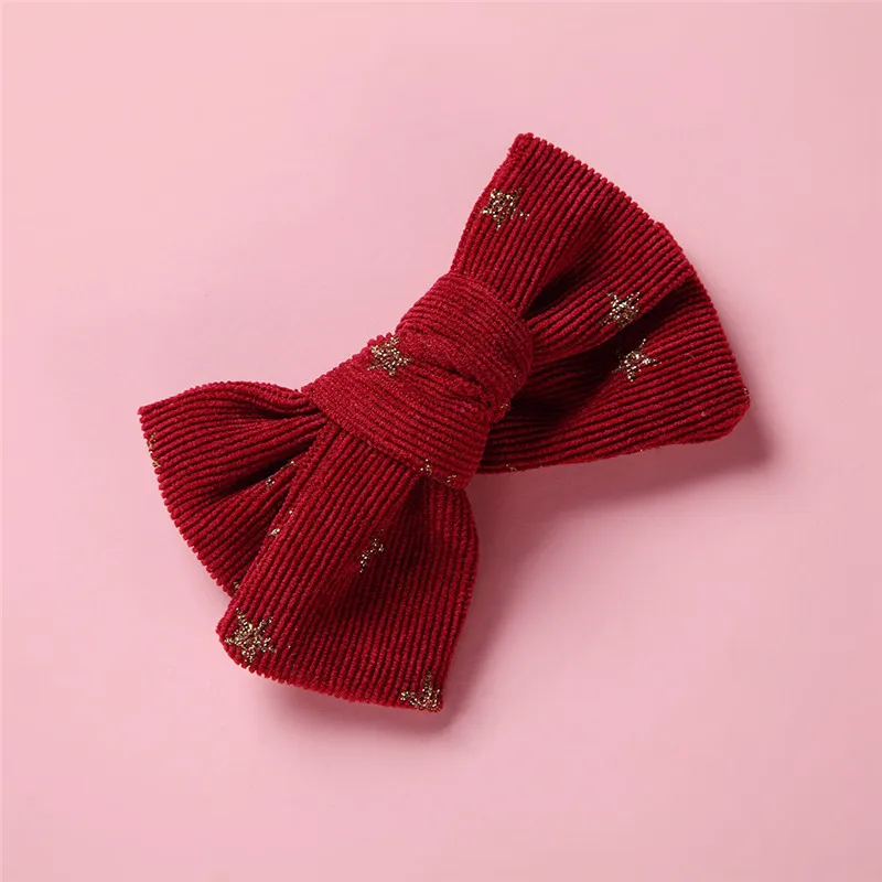 Hair clips 5 1 шт., повязки на голову из вельвета с бантом или заколки для волос, тканевый бант для девочек, заколки для волос с милым принтом, аксессуары для волос - Цвет: Hair clips 5