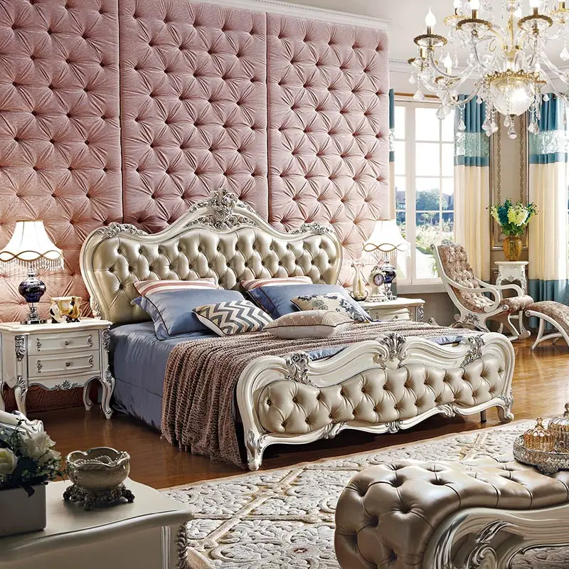 Роскошная современная мебель для спальни роскошная Двойная кожаная кровать |