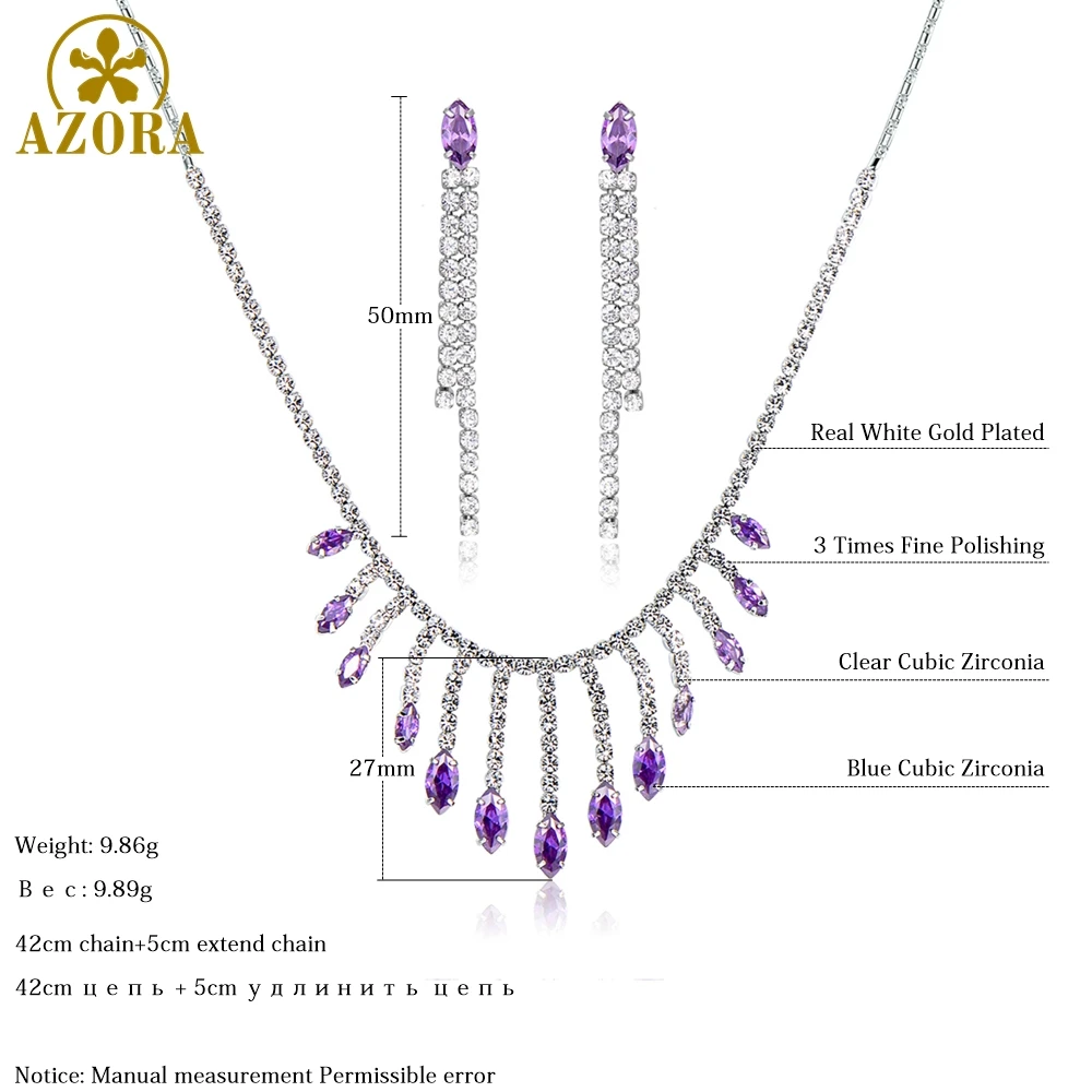 Азора свадебные украшения Фиолетовый слезыиз кубического цирконияa Ювелирные