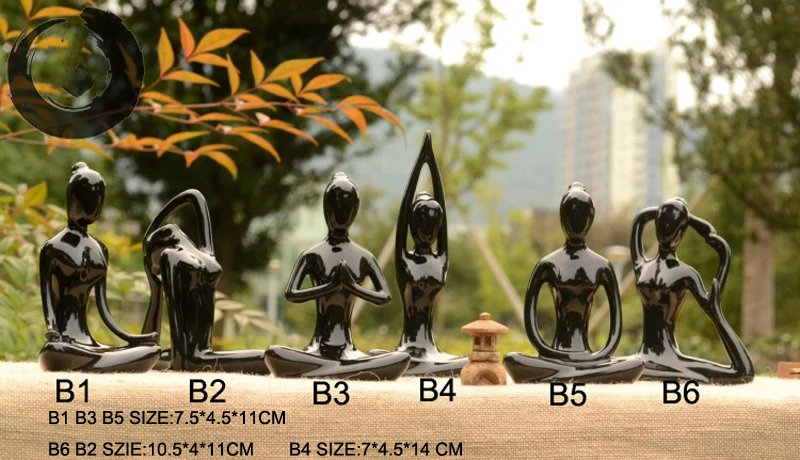 Мини садовый декор Йога Женская фигурка фэн шуй дзен садовые статуи Керамическая