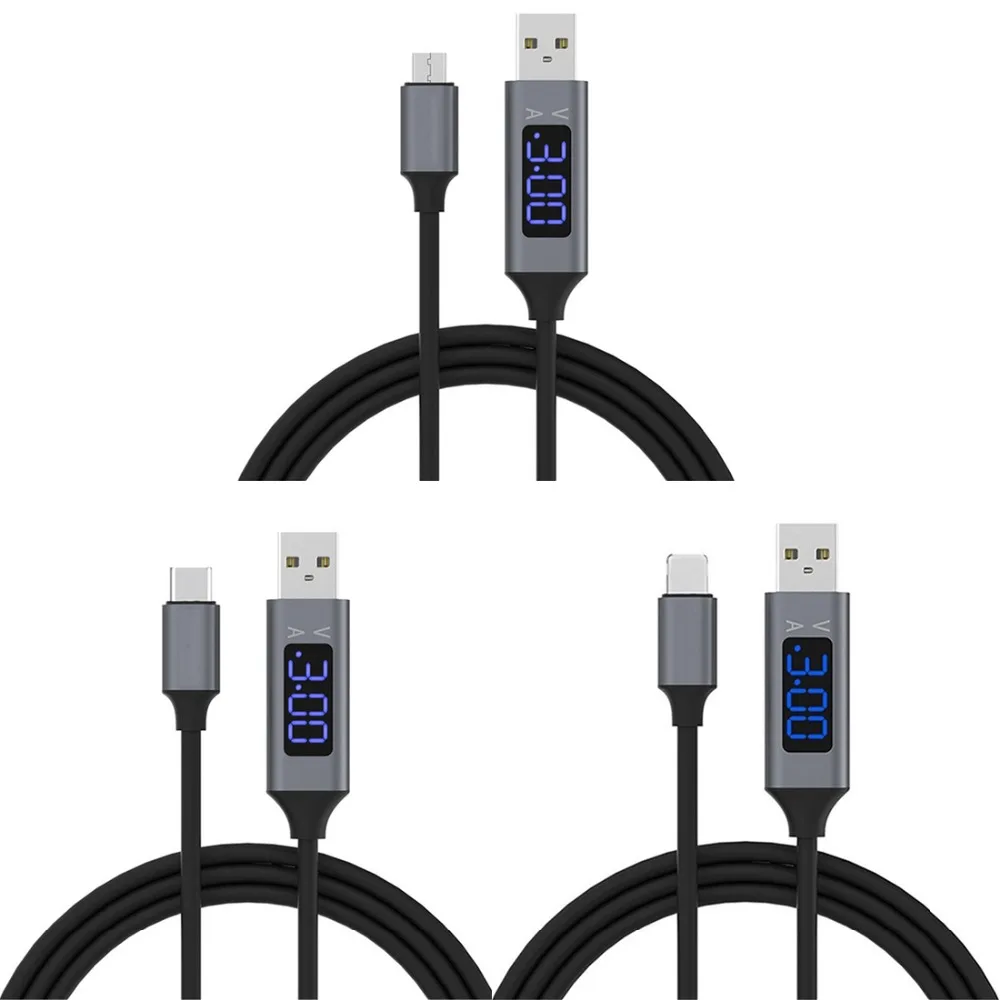 5V 3A цифровой ЖК-дисплей Micro USB Быстрая Зарядка Кабели Зарядное устройство адаптер