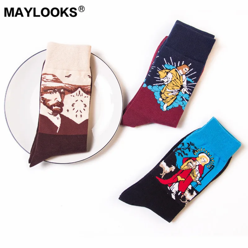 Maylooks Осенне зимняя обувь happy Носки для мужчин и женщин пары тенденция личности