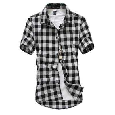 Fashion Classic Big Plaid Shirt Men Short Sleeve Camisa Masculina Cotton Casual Slim Fit Dress Shirts M~XXL 15A27 | Мужская одежда