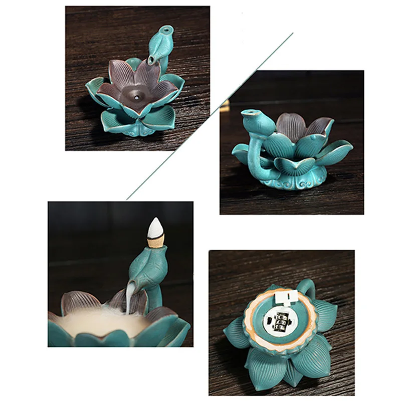 Обратного потока Светодиодный горелка для благовоний в виде лотоса водопад