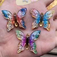10pcs 3440mm acrylic colorful big butterflies flat back rhinestone appliques diy 1 hole wedding scrapbook accessories craft