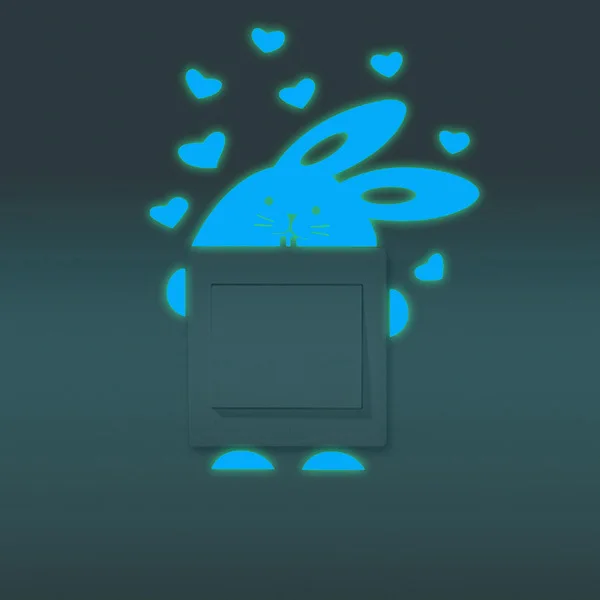 GLOWK017-Blue Мультяшный светящийся Переключатель, светящиеся в темноте наклейки на стену, домашний декор, детская комната, украшение, наклейка, кошка, фея - Цвет: GLOWK017-Blue
