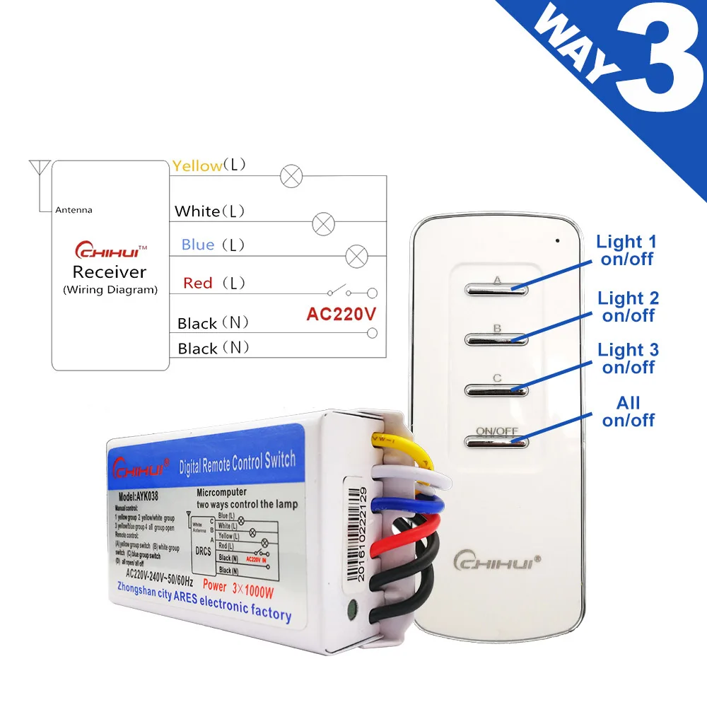 

Переключатель дистанционного управления Flying Elephant AYK048B 4-х канальный