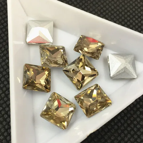 

light coffee Color Princess Square Glass Crystal Fancy Stones For Jewelry Making,Garment Use 8mm,10mm,12mm,14mm Free Ship
