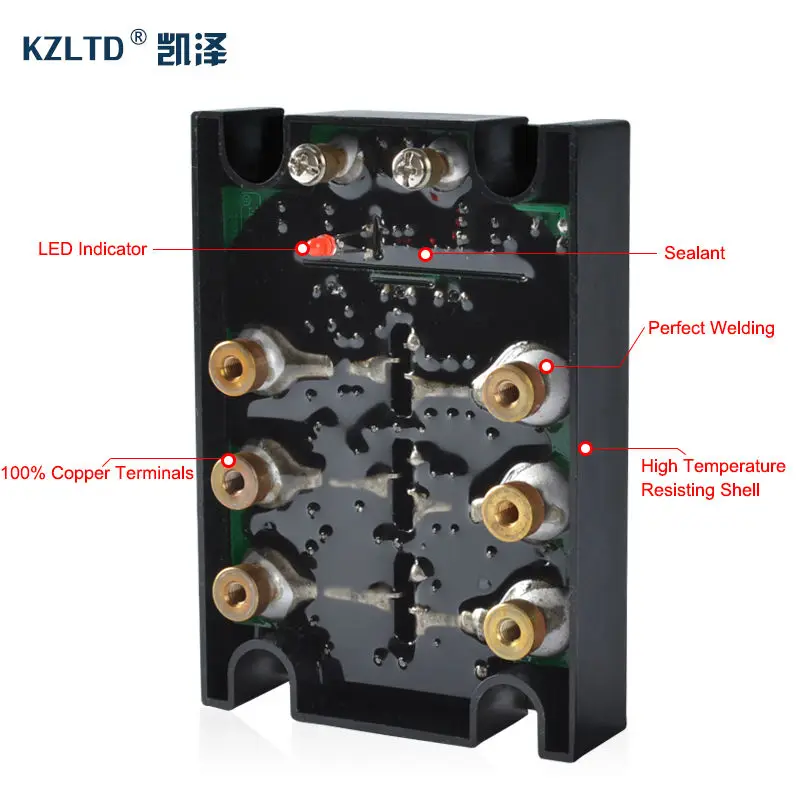 Трехфазное твердотельное реле KZLTD AC-AC SSR 10A 90-280 В переменного тока до 30-480