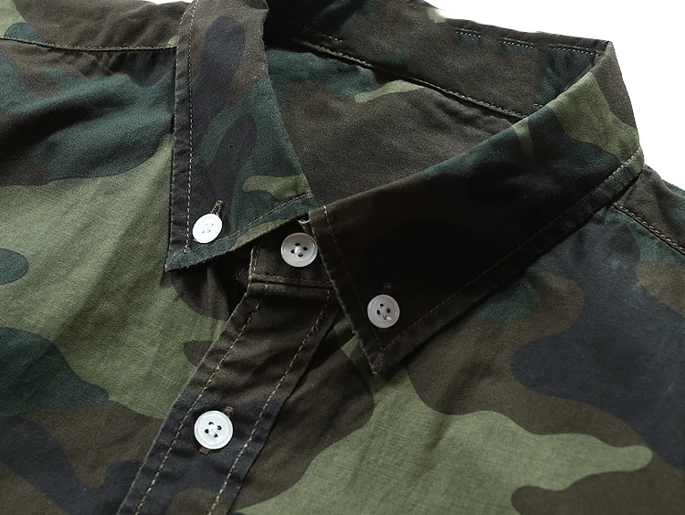 Мужские модные повседневные Длинные рукава Camo платье рубашка хлопок военные